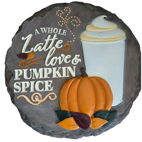 New Fall Garden Stepping Stone or Wall Decor Latte Love & Pumpkin Spice - Picture 1 of 2